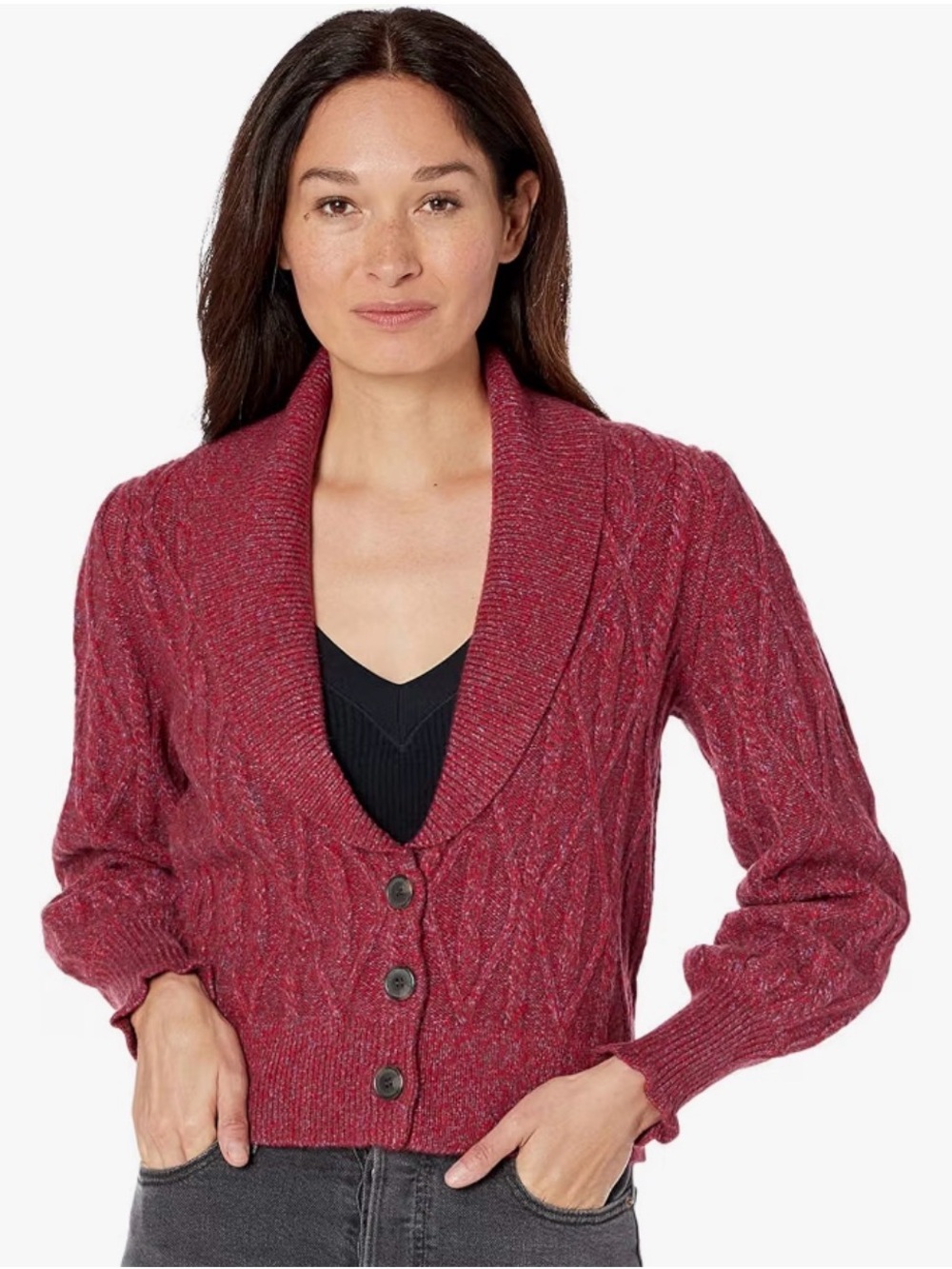 Draper James Marled Red tuxedo Cardigan